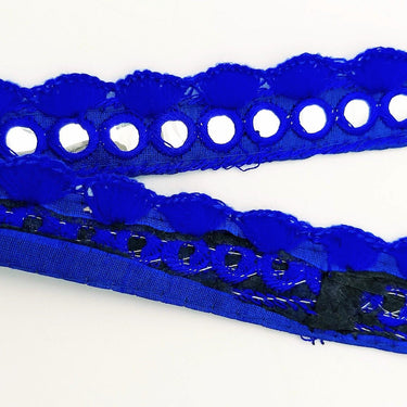 Royal Blue Fringe Trim With Mirrors, Boho, Bohemian Trim